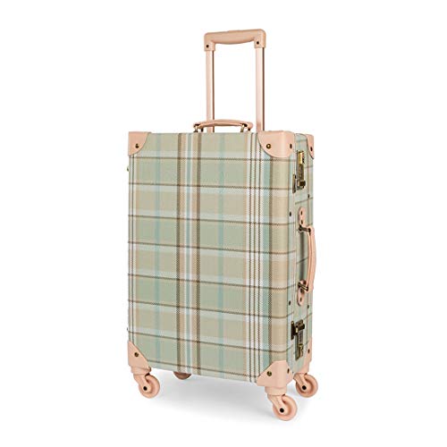 COTRUNKAGE Vintage Checked Luggage Sets 2 Piece TSA Lock Suitcase