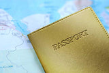 Fiorentina Ltd. Gold Metallic Leather Passport Cover, Handmade in Italy