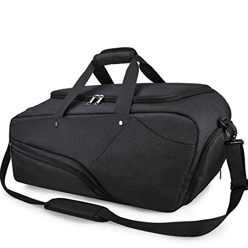  Large Sports Gym Bag for Men Women,Travel Duffel bag with  Shoes Compartment,Overnight Tote Bag Workout Bags for Gym Waterproof,Black