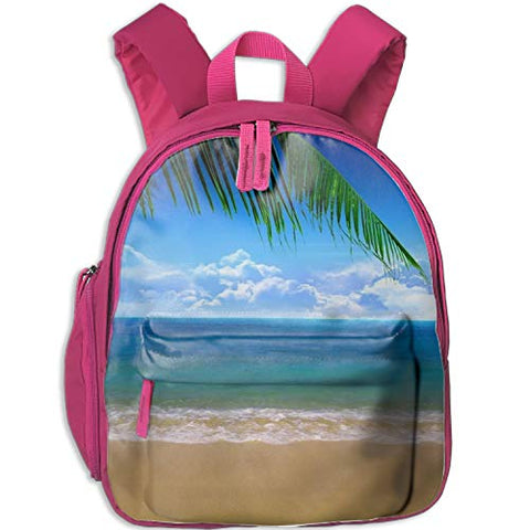 Beach Print Durable Kids Back to School Backpack Canvas Book Bag