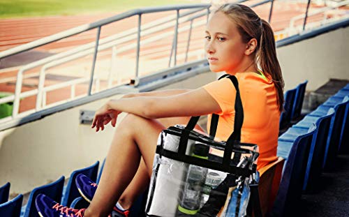  Handy Laundry Clear Tote Bag Stadium Approved - Shoulder Straps  and Zippered Top. Perfect Clear Bag for Work, School, Sports Games and  Concerts. Meets Stadium Tournament Guidelines. (Black) : Handy Laundry