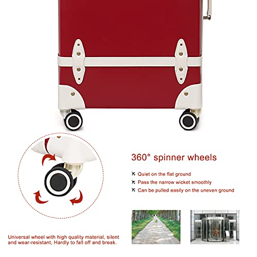 NZBZ Vintage Luggage Set Carry On Cute Suitcase with Rolling Spinner Wheels  and Tsa Lock Retro Trunk luggage 2 pieces