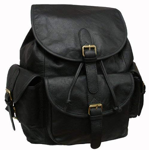 Amerileather Urban Buckle- Flap BackPack (Black)