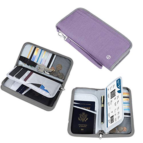  RFID Blocking Waterproof Passport Holder & Luggage Tag Set  with Zipper Closure & Sim Pockets, Lightweight PU Leather Passport Wallet  for Men & Women, Travel Wallet Organizer