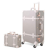 Mosslanda Vintage Suitcase Set Retro Trunk Spinner Carry On Luggage with Handbag