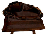 Komalc 18 Inch Retro Buffalo Hunter Leather Laptop Messenger Bag Office Briefcase College Bag For