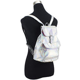 BJX Iridescent Silver Holographic Flap Backpack