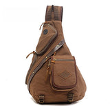 AUGUR Vintage Multi-functional Single-shoulder Canvas Sling Pack CrossBody Bag (Coffee)