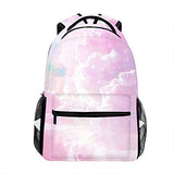 School Backpack Durable Children School Book Bags Pink Cloud Galaxy