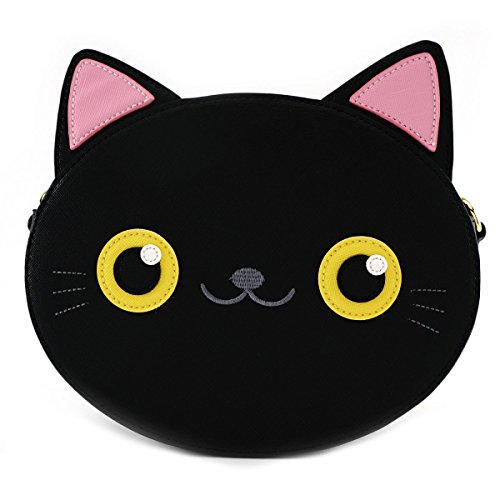 Black Cat Leatherette Crossbody Bag