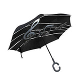 Reverse Umbrella Music Notes Cave Windproof Anti-UV for Car Outdoor Use