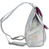 BJX Iridescent Silver Holographic Flap Backpack