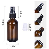 12 Pack, HwaShin 2oz Amber Glass Spray Bottles with Black Fine Mist Sprayers for Essential Oils, Perfumes & Aromatherapy (2 Funnels, 3 Droppers, 2 Extra Nozzles, 24 Pieces Labels Included)