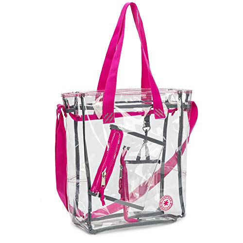 Shop 15 Clear Tote Bag with Hot Pink Li – Luggage Factory