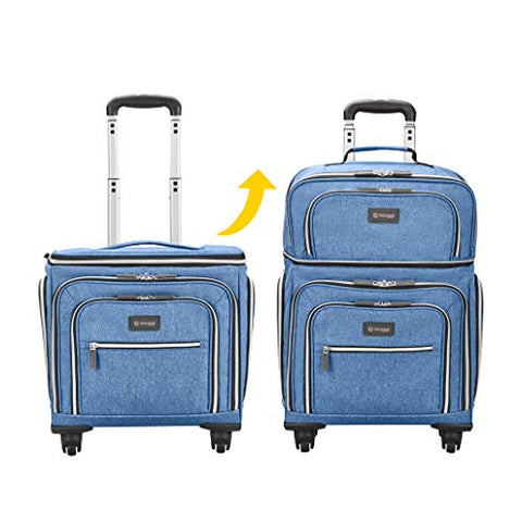 Biaggi Luggage Lift Off Expandable Under-Seater to Carry-on, Denim Blue