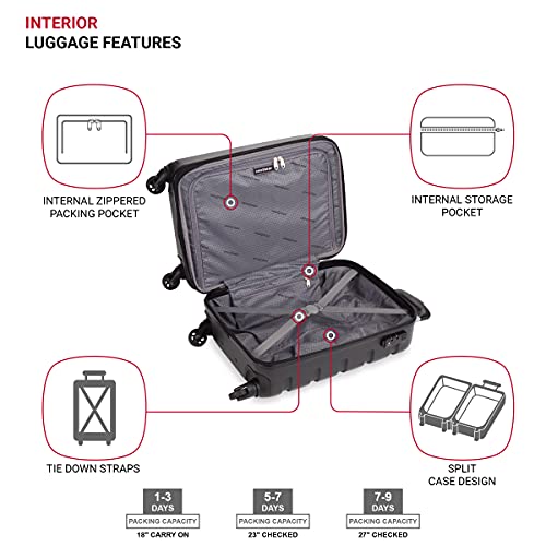 Swissgear 7366 Hardside Expandable Luggage with Spinner Wheels, White, 3-Piece Set (192327)