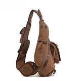 AUGUR Vintage Multi-functional Single-shoulder Canvas Sling Pack CrossBody Bag (Coffee)