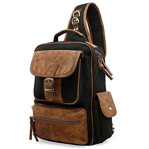 OCT17 Men Chest Shoulder Sling Backpack Cross body Canvas Messenger Outdoor Travel Daypack