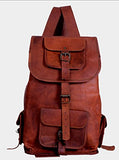 KPL Genuine Leather Backpack Rucksack Satchel Hiking Bag School Leather Bag