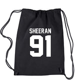 Backpack Sheeran 91 Jersey Style Birthday Year Black Drawstring Backpack