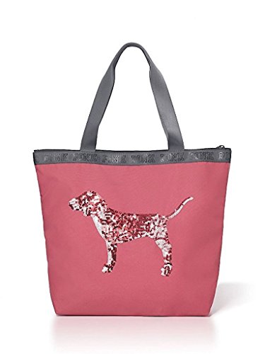 Victoria's Secret Pink Mesh 2 Piece Mini Tote Bag & Pouch Set Gray & Pink  Leopard New 