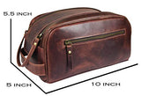 Leather Toiletry Bag for Men | Grooming Travel Kit | By Aaron Leather (Walnut - Dual Zipper)