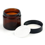 Encheng 15Pack of 2 oz Amber Round Glass Jars, with Inner Liners and black Lids,Empty Cosmetic Containers,Cream jars