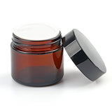 Encheng 15Pack of 2 oz Amber Round Glass Jars, with Inner Liners and black Lids,Empty Cosmetic Containers,Cream jars