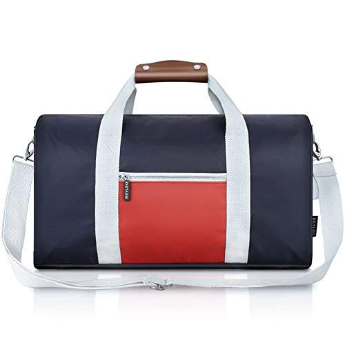 18.5 Small Sports Duffle Bag Gym Bag Travel Duffel with Adjustable  Shoulder Strap, Waterproof Oxford Cloth Weekender Handbag -Dark Blue