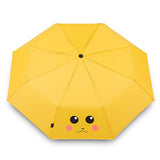 Finex Pokemon Pikachu Yellow Manual Tri-Fold Folding Compact Travel Rain Umbrella Uv Protection