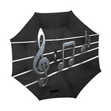 Reverse Umbrella Music Notes Cave Windproof Anti-UV for Car Outdoor Use