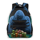 Casual Backpack,Man Gambling Gaming Table Game Casino Bo,Business Daypack Schoolbag For Men Women Teen