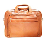 Mancini Zippered Double Compartment RFID Secure 15.6" Laptop Briefcase in Cognac