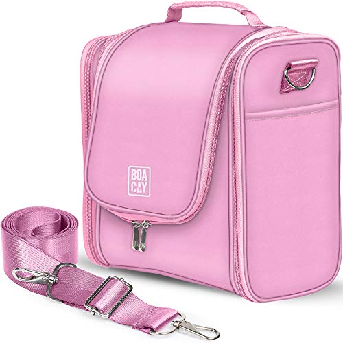 Laidan Large Capacity Travel Cosmetic Bag, Portable Cosmetic Bag with Handle and Compartments, Travel Hanging Toiletry Wash Bag-Pink, Adult Unisex, Size