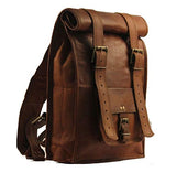 Urban Dezire Men's Leather Vintage Roll On Laptop Backpack Rucksack