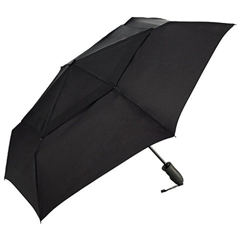 ShedRain Umbrellas Windjammer Vented Auto Open Auto Close Folding Umbrella (Ebony Black)