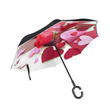 Reverse Umbrella Rose Heart Shape I Love You Windproof Double Layer Inverted Umbrella Anti-UV