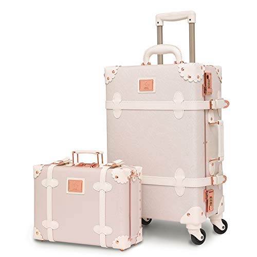 CO-Z Vintage Luggage Set, Hard Shell Suitcase with Spinner Wheels TSA Lock  and Carry On Briefcase with Combination Lock, Large 24 Trunk Small 12