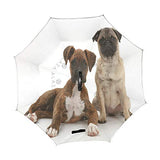 Reverse Umbrella Pug Puppy Sitting Windproof Anti-UV for Car Outdoor Use