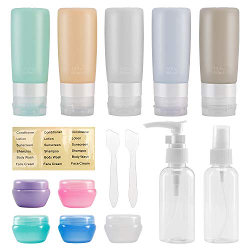 5pcs Travel Size Squeeze Bottles For Shower Gel And Shampoo