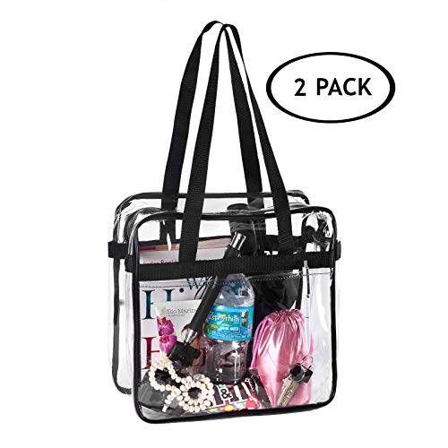 2 Pack Clear Stadium Approved Tote Bags, 12x6x12 Large Transparent