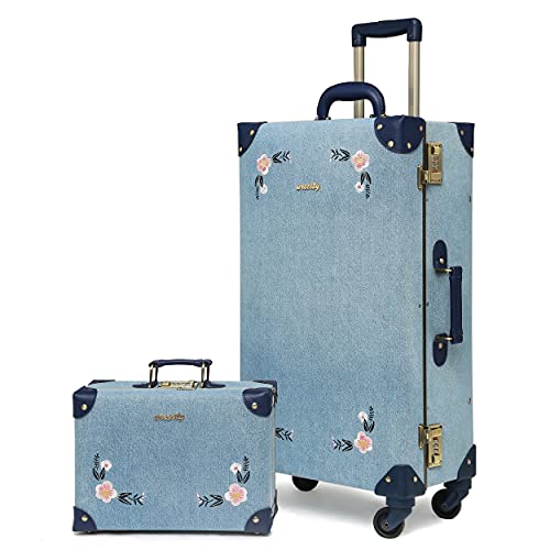 NZBZ Vintage Luggage Sets for Men and Women Retro Suitcase Trunk