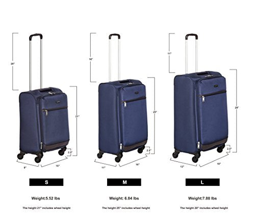 Amazonbasics Softside Spinner Luggage - 3 Piece Set (21