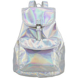 BJX Iridescent Silver Holographic Flap Backpack