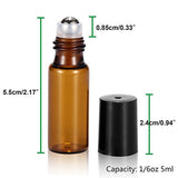 Olilia 5ml Amber Glass Essential Oils Roller Bottles with Stainless Steel Ball 12 Pack, Essential