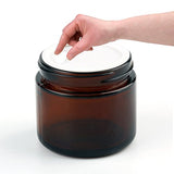 Encheng 15Pack of 2 oz Amber Round Glass Jars, with Inner Liners and black Lids,Empty Cosmetic Containers,Cream jars