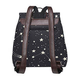 Pentagram Star Space Women's Genuine Leather Backpack Bookbag School Purse Shoulder Bag