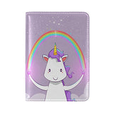 Rainbow Unicorn Genuine Leather UAS Passport Holder Travel Wallet Cover Case