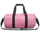 FITMYFAVO 20" Duffle Yoga Dance Gym Bag Weekender Grid Pattern Overnight Carry On (Pink)