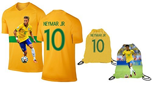 Neymar Jr 10 Brazil Football Team Home Kit Original Jersey Tshirt
